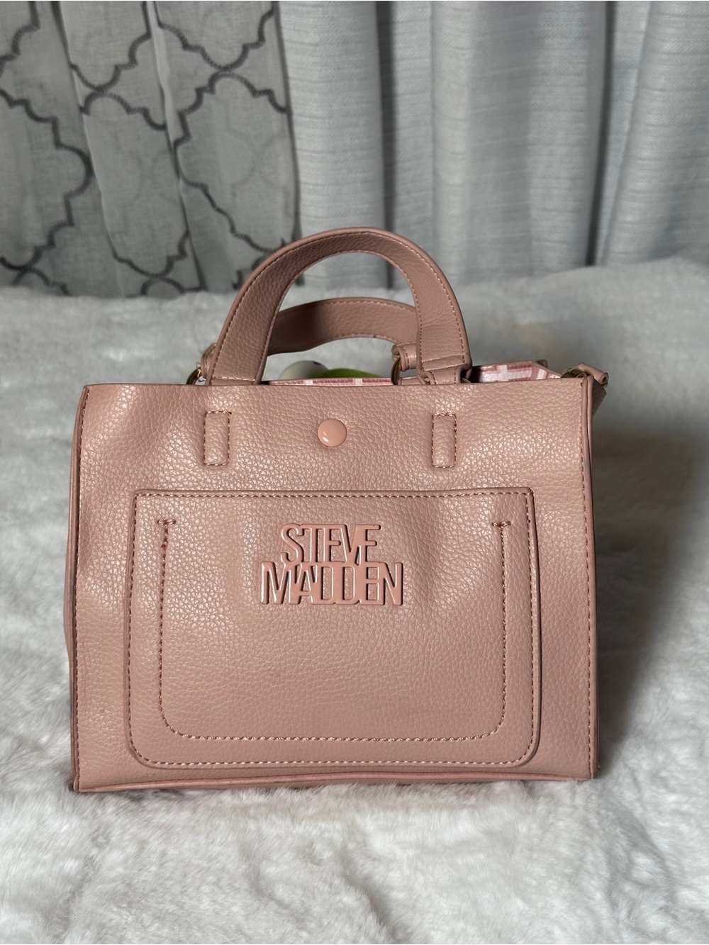 Steve Madden Blush Pink Pebbled Leather Satchel NWOT